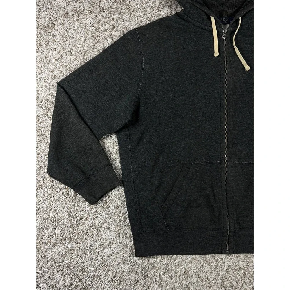 Polo Ralph Lauren Full Zip Hoodie XXL Charcoal Gray Cotton Blend Pony Logo